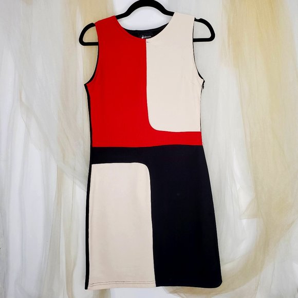 CONTRAST PANEL Optical Illusion Pencil Dress - Picture 1 of 2